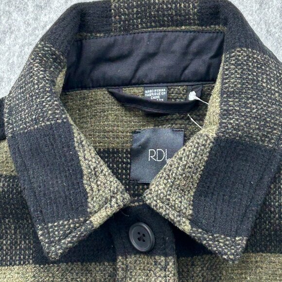 NWT RDI Plaid Collar Shirt Jacket Size XS Olive Green Black Pockets Shacket - Picture 9 of 12